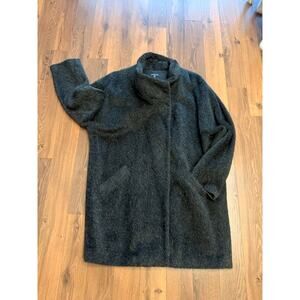 Eileen Fisher Stand Collar Alpaca-Wool Blend Coat in dark gray Sz Medium